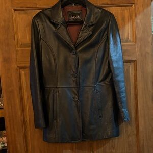 Adler Women's Classic Black Leather Coat